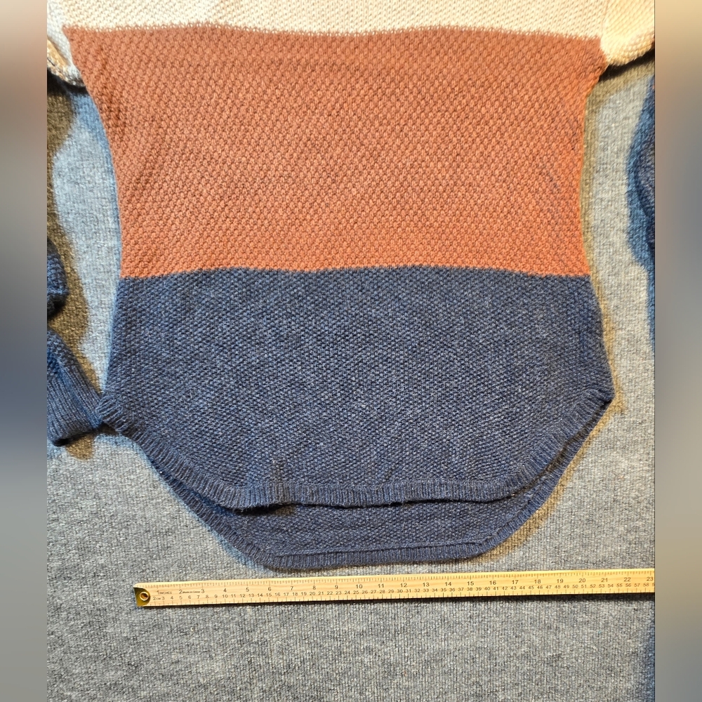 KÜHL Colorblock Boat Neck‎ Knit Sweater Cream Orange Blue Size Small Cotton Wool - Picture 7 of 13